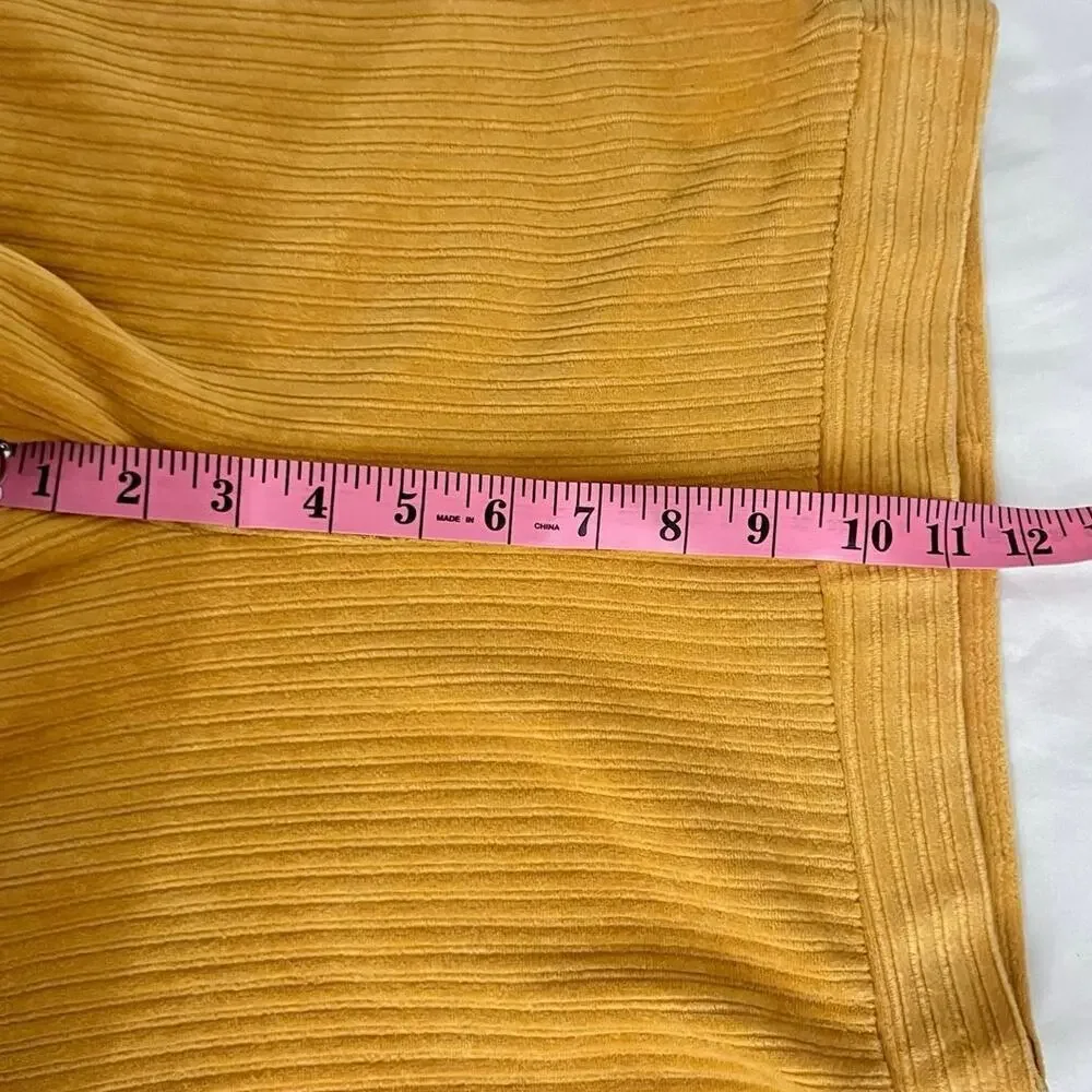 Double Zero High Rise Flare pants Women’s Sz S Mustard Yellow Ribbed Knit Autumn - Picture 8 of 11